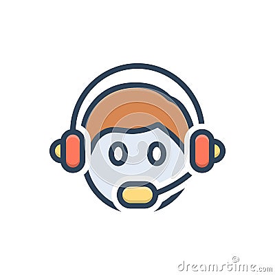 Color illustration icon for Assistant, subsidiary and auxiliary Cartoon Illustration