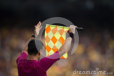 Assistant referee send substitution player signal Editorial Stock Photo