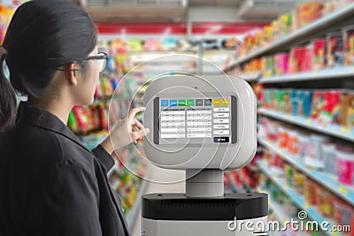 Assistant robot with software Stock Photo