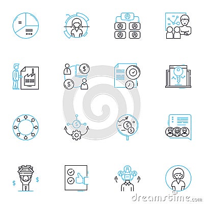 Association group linear icons set. Community, Nerk, Organization, Alliance, Society, Guild, Fellowship line vector and Vector Illustration
