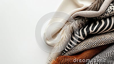 Assorted animal print fabrics with multiple textures and patterns Stock Photo