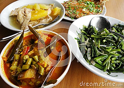 Assorted asian cuisine dishes Stock Photo