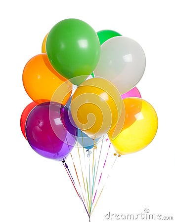 Assorted balloons on a white background Stock Photo