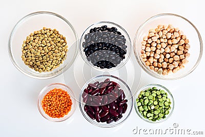 Assorted beans and legumes Stock Photo