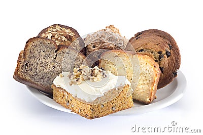 assorted bread and cake platter Stock Photo