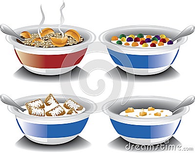 Assorted breakfast cereals Vector Illustration