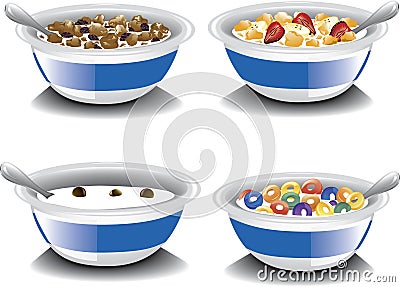 Assorted breakfast cereals Vector Illustration