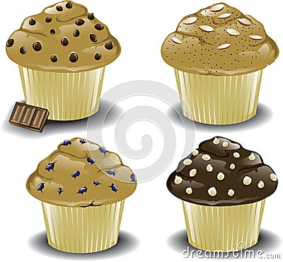 Assorted breakfast muffins Vector Illustration