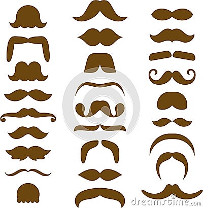 Assorted Brown Moustache Silhouettes Vector Illustration