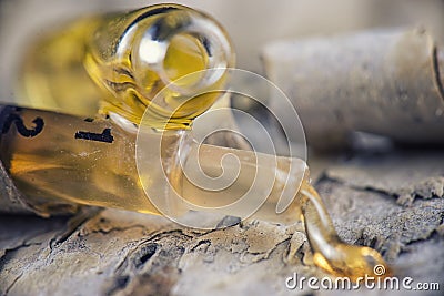 Assorted cannabis oil containers with CBD, live resin and other Stock Photo