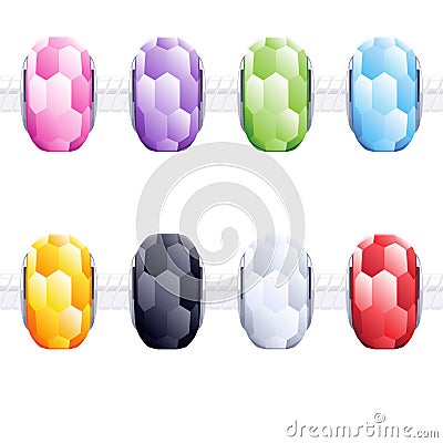 Assorted charm glass cut beads. Vector Illustration