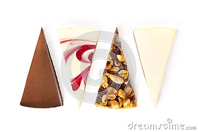 Assorted cheesecake pieces, chocolate, vanilla New York, strawberry, caramel Stock Photo