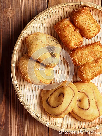 Assorted chinese dough fritters Stock Photo