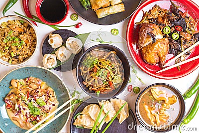 Assorted Chinese food set, toned Stock Photo