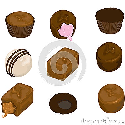 Assorted chocolate candy Vector Illustration