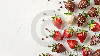 Assorted chocolate dipped strawberries array Stock Photo