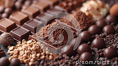 assorted chocolate pieces close-up Cartoon Illustration