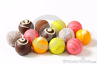 Assorted chocolate truffles and pralines Stock Photo