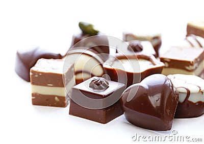 Assorted chocolates candies for dessert Stock Photo