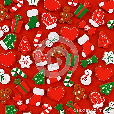 Assorted Christmas cookies. 3D render Stock Photo