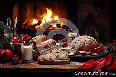 Assorted Christmas holiday desserts and sweets.GenerativeAI. Stock Photo