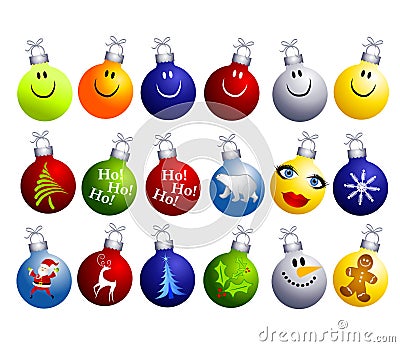 Assorted Christmas Ornaments Clip Art Cartoon Illustration