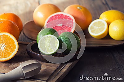 Assorted citrus fruits Stock Photo