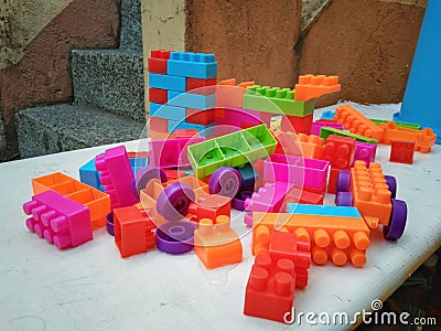 Assorted color of blocks Stock Photo