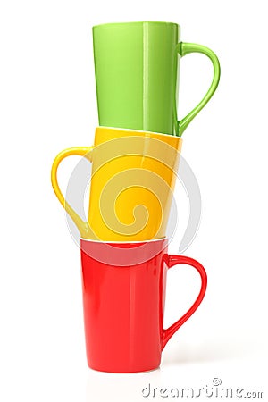 assorted color cups Stock Photo