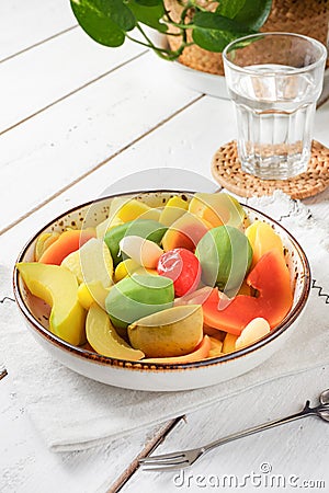 Assorted color fruit pickles, sweet and sour. Malaysian named Jeruk Buah Stock Photo