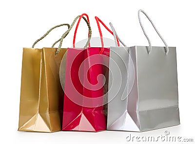 Assorted colored shopping bags Stock Photo