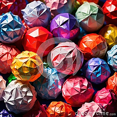 Assorted colorful crumpled paper balls, showing diverse discarded ideas Stock Photo