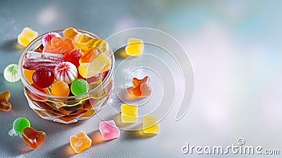 Assorted colorful gummy candies. Stock Photo