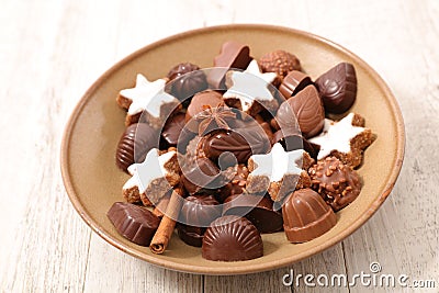 Confectionery, chocolate and gingerbread cookie Stock Photo