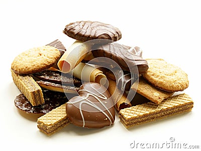 Assorted cookies with chocolate and nuts Stock Photo