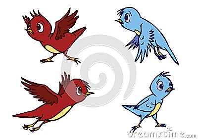 Assorted Cute Bird Illustration in Vector Vector Illustration