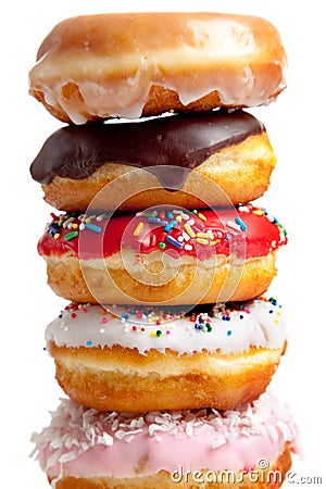 Assorted Donuts on white Stock Photo