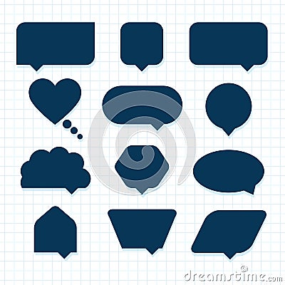 Assorted empty round corner silhouette speech bubble icons set Vector Illustration