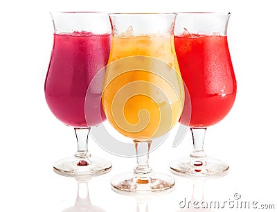 Assorted Flavor Cold Drinks on Glass Stock Photo