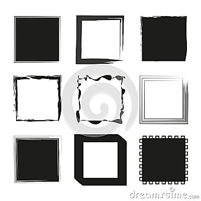 Assorted frames set. Abstract square borders. Vector graphic elements. Vector Illustration