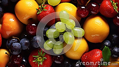 Assorted fresh fruits, colourful and healthy Stock Photo