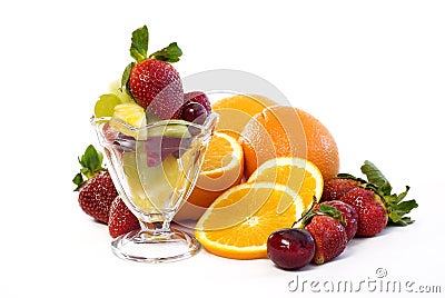 Assorted Fruit with Glass Parfait Stock Photo