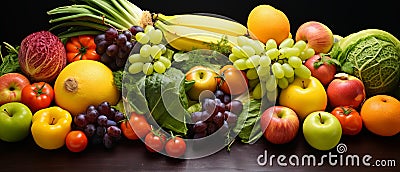 Assorted Fruits and Vegetables Stock Photo