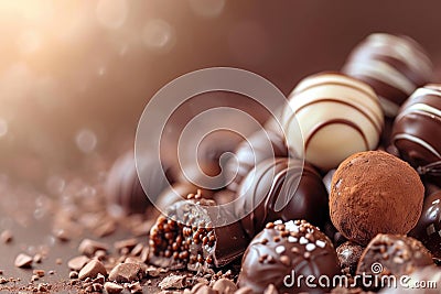 Assorted Gourmet Chocolates, Indulgence Concept Stock Photo