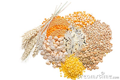 Assorted grains Stock Photo