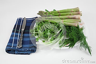 Assorted greens and vegetable Stock Photo