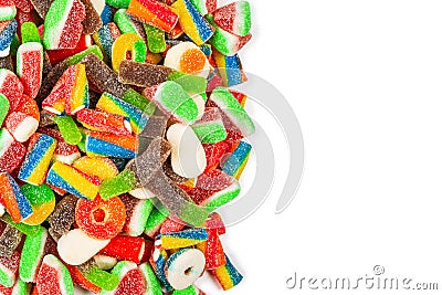 Assorted gummy candies. Top view. Jelly sweets Editorial Stock Photo