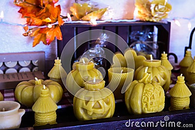 Assorted Halloween candles. Stock Photo