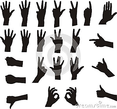 Assorted Hand Signals Vector Illustration