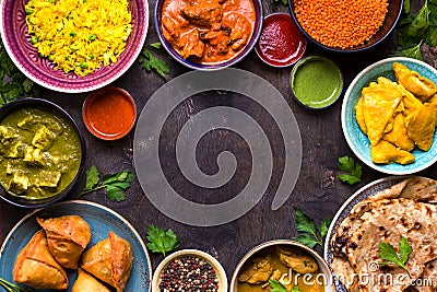 Assorted indian food Stock Photo